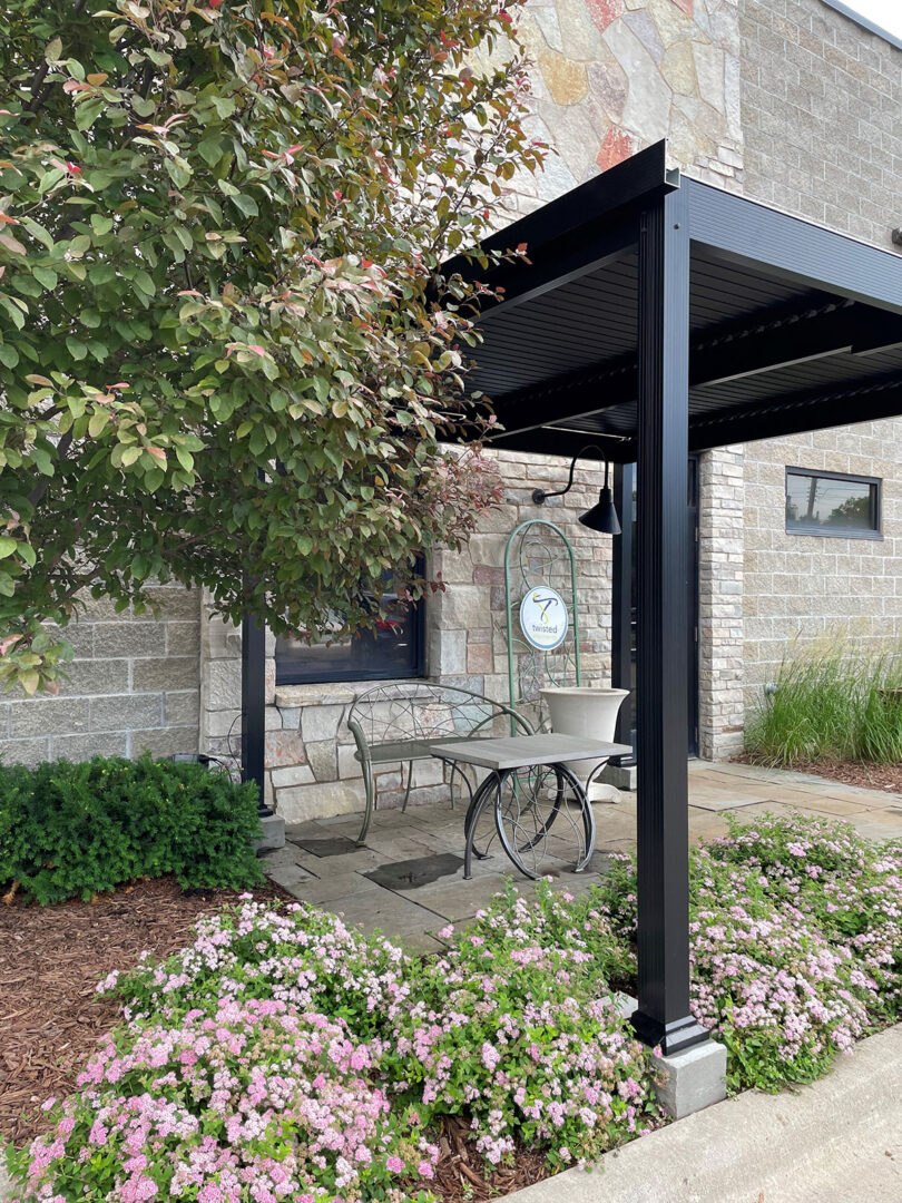 Temo pergola edina mn installed on stone base