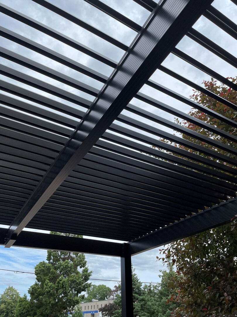 Temo aluminum pergola with levers opened in minneapolis minnesota