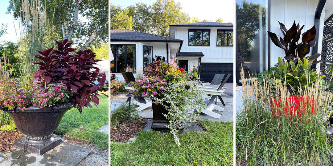 Three-planters-gardenstone-concrete-fiberglass-and-tournesol Minneapolis mn